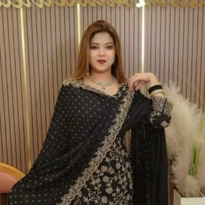 লতা ডিজাইন স্টোন ওয়ার্ক জরজেট ফোর-পিস।ড্রেস আনস্টিচ