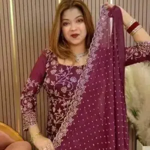 লতা ডিজাইন স্টোন ওয়ার্ক জরজেট ফোর-পিস।ড্রেস আনস্টিচ