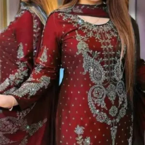 স্টোন ওয়ার্ক ডিজাইন রেওন কটন থ্রি পিছ। ড্রেস আনস্টিচ